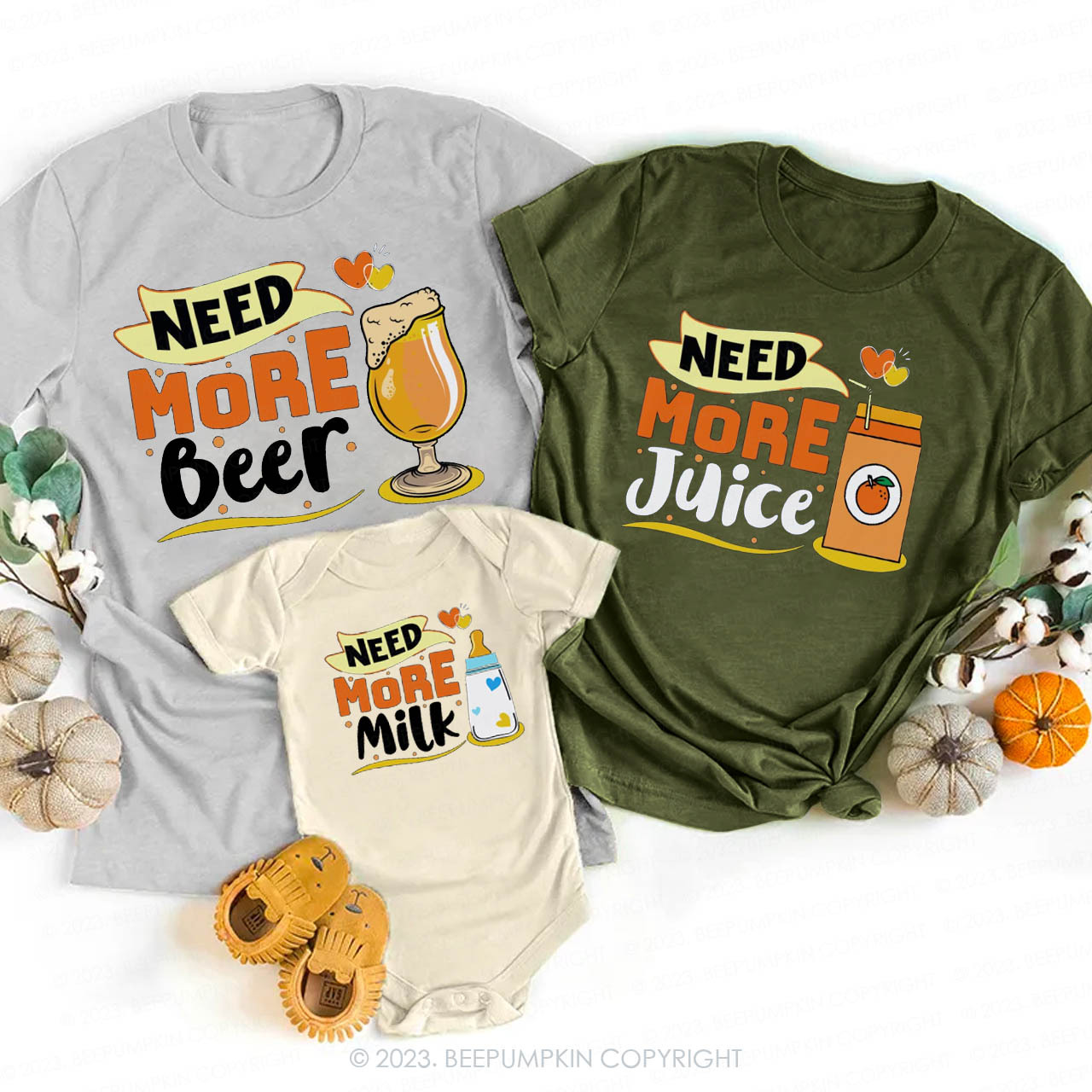 I Need More Coffee Beer Milk Juice Family Matching Shirts