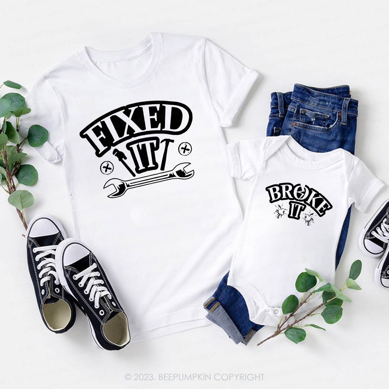 Fixed It Broke It Funny Family Tool Gift Matching Shirts 