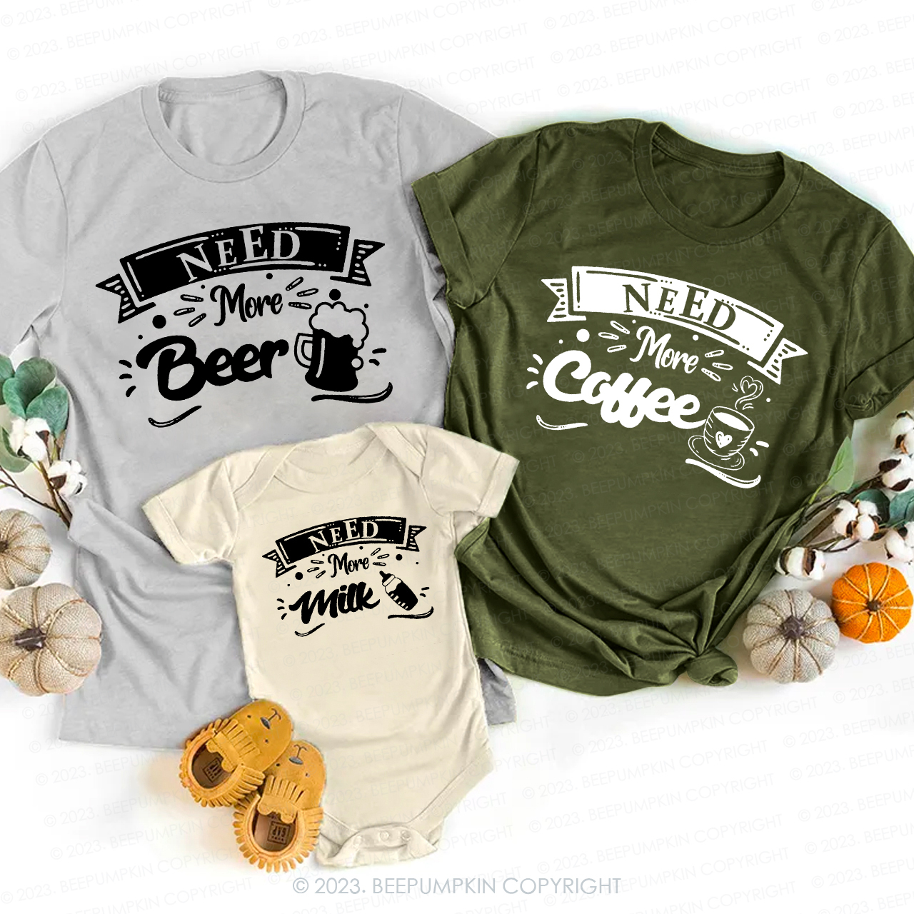 Need More Beer Coffee Family Matching Shirts 