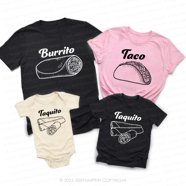 Taco Burrito Taquito Cool Family Matching Shirts 