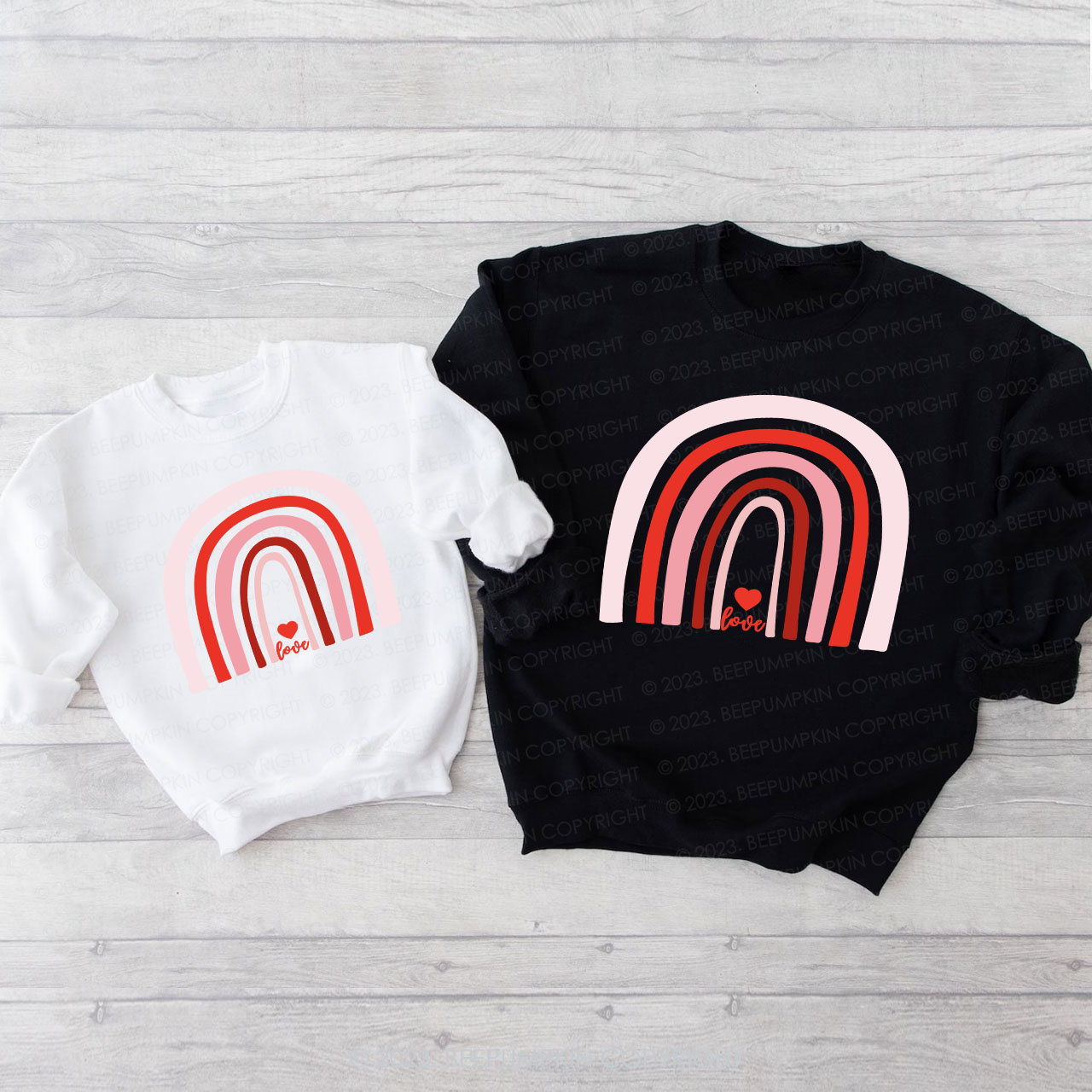 Rainbow Love Heart Valentine's Day Family Gift Sweatshirts