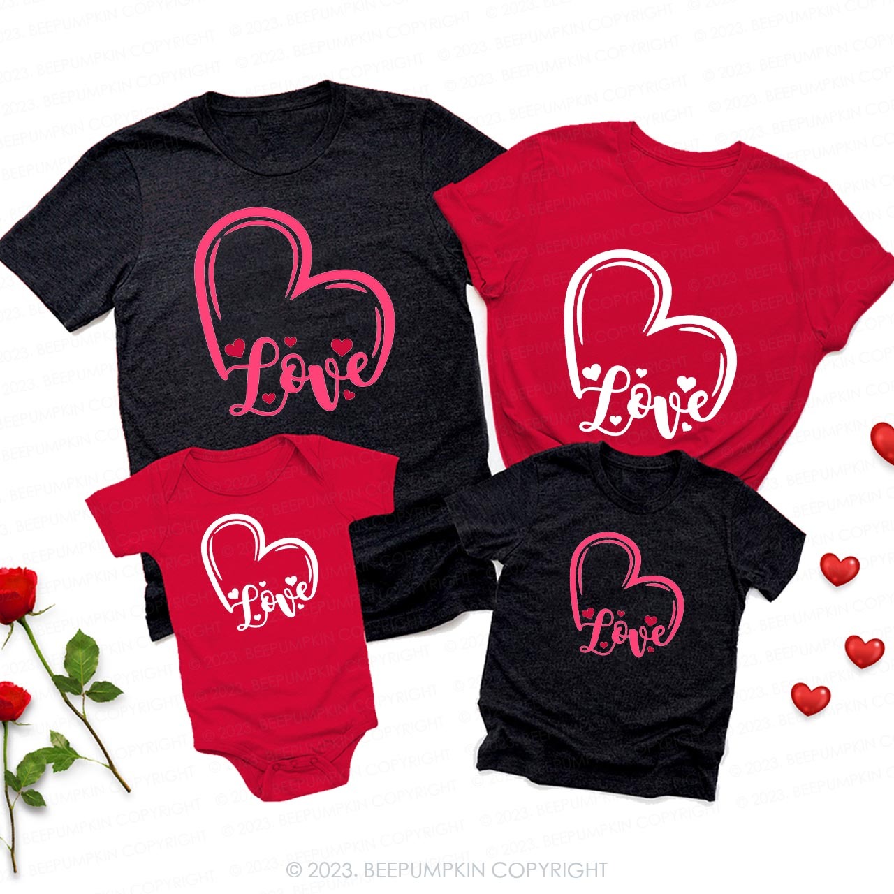 Pink Hearts Valentines Day Shirts For Family