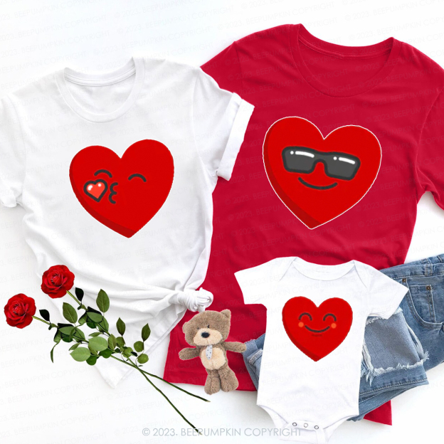 Heart Emoji Valentines Family Matching Shirts