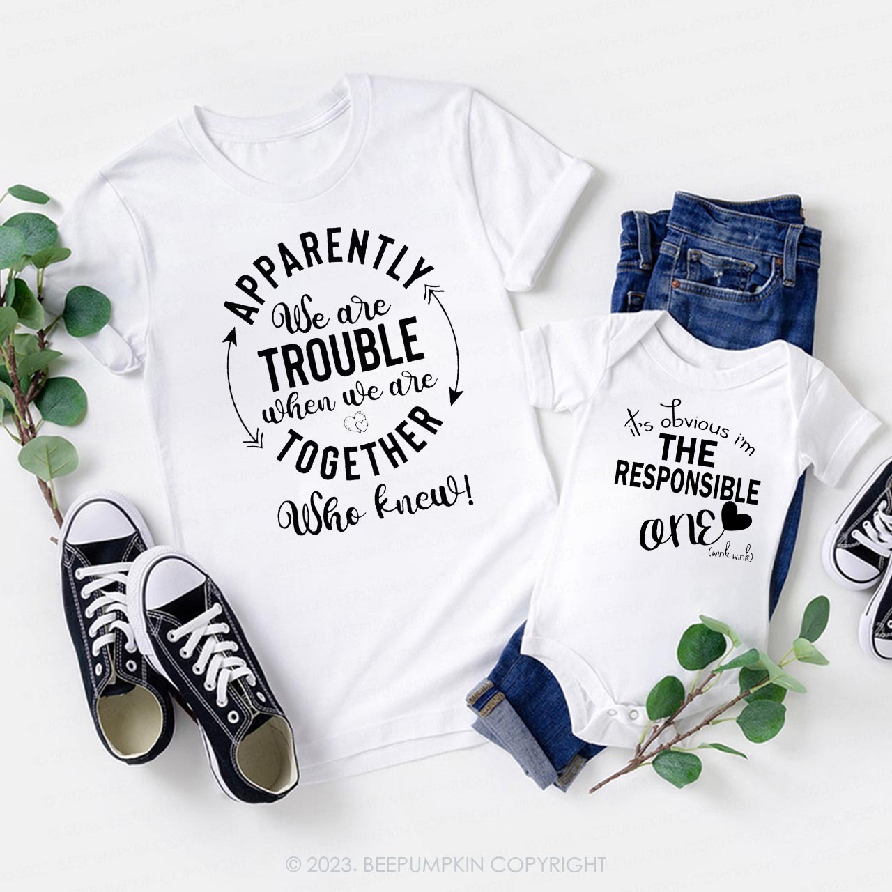 We Are Trouble Fun Family Matching Shirts 