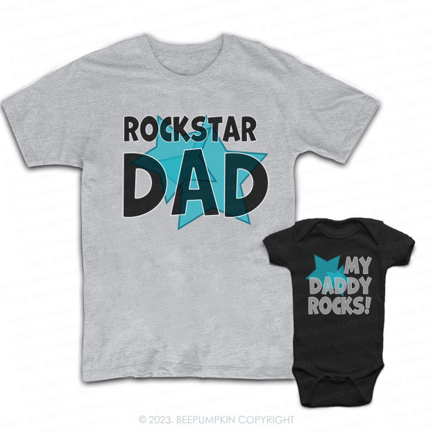 Rockstar Dad My Daddy Rocks Matching Dad& Me Shirts