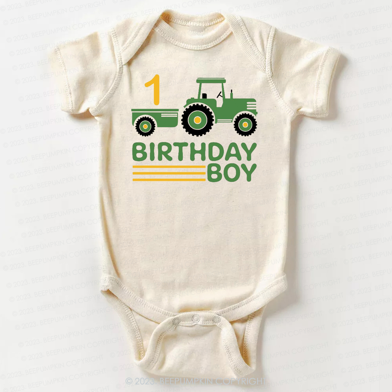 Boy Birthday Tractor Bodysuit For Baby