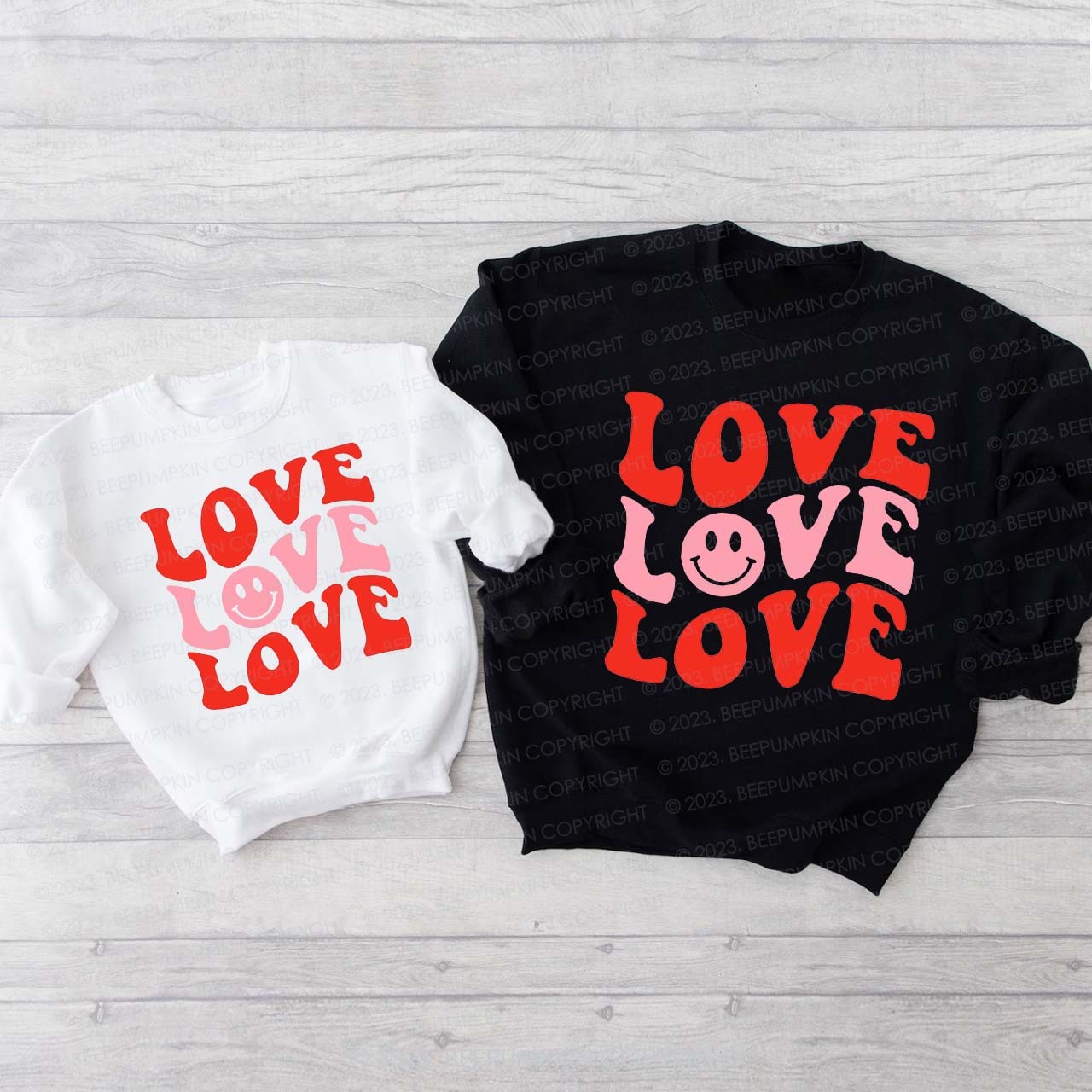 Cute Love Smiley Face Valentine's Family Matching Sweatshirt