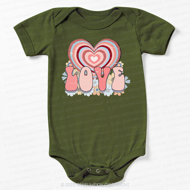 Retro Love Heart  Valentines Day  Bodysuit For Baby