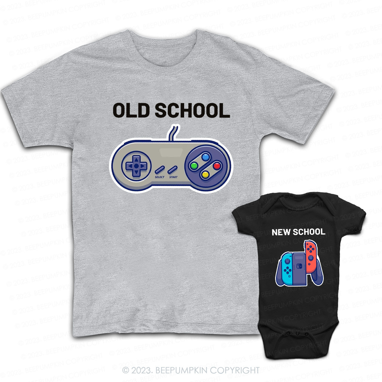 Personalized Video Game Old School New School Matching T-Shirts For Dad&Me