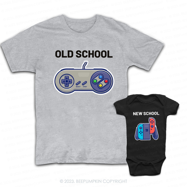 Personalized Video Game Old School New School Matching T-Shirts For Dad&Me