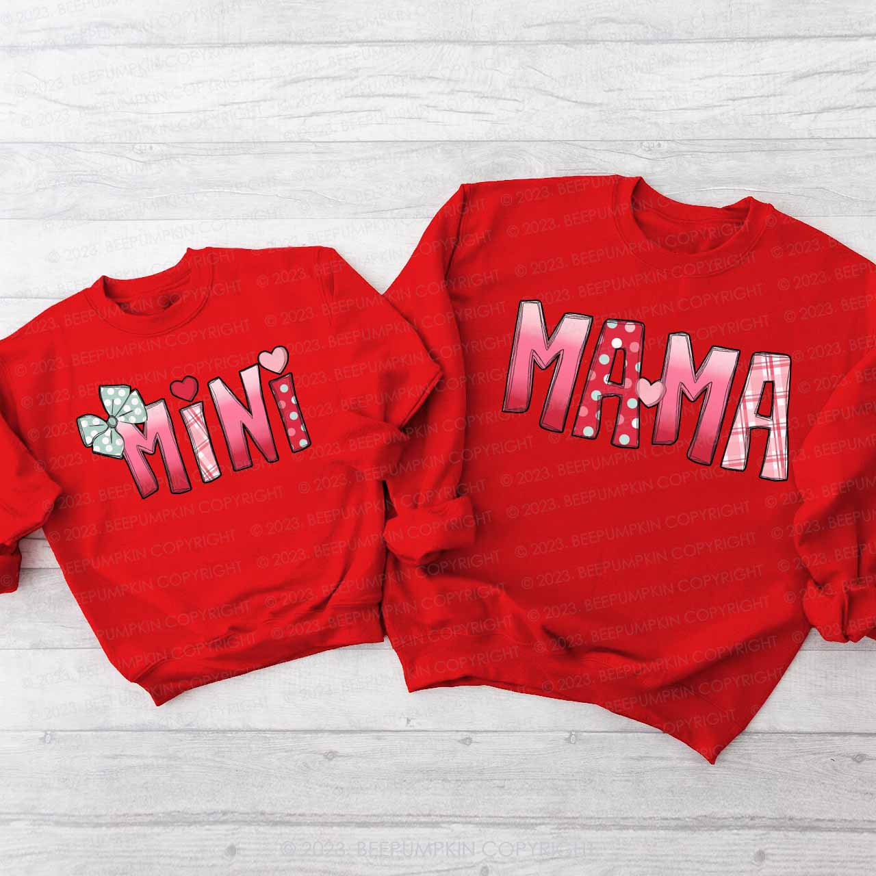 Mama And Mini Blush Valentine's Family Matching Sweatshirt