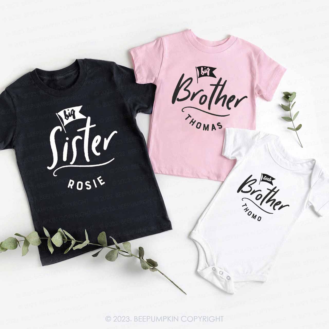 Personalised New Baby Matching Sibling T-Shirts