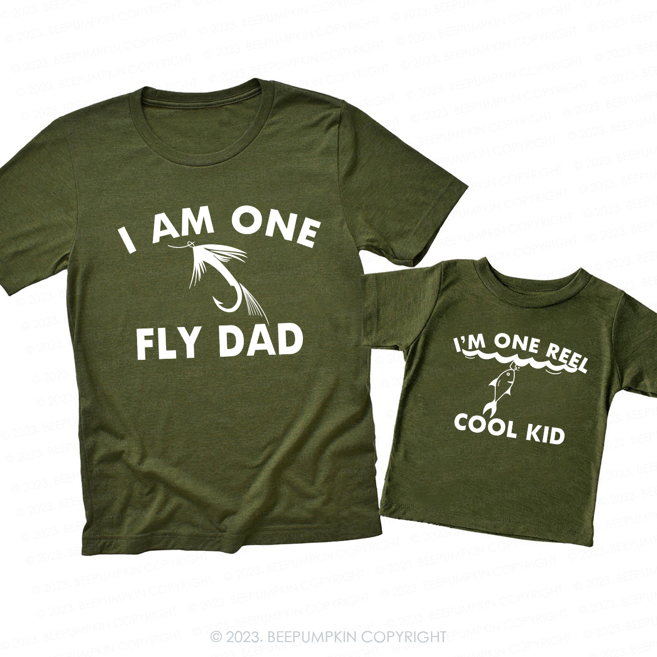 I'm One Fly Dad And I'm One Reel Cool Kid Dad & Me Matching T-Shirts