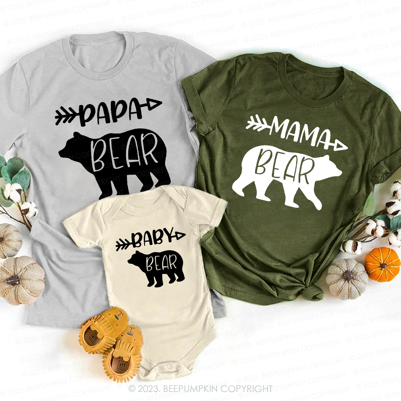 Cute Bear Family Name Matching Shirts