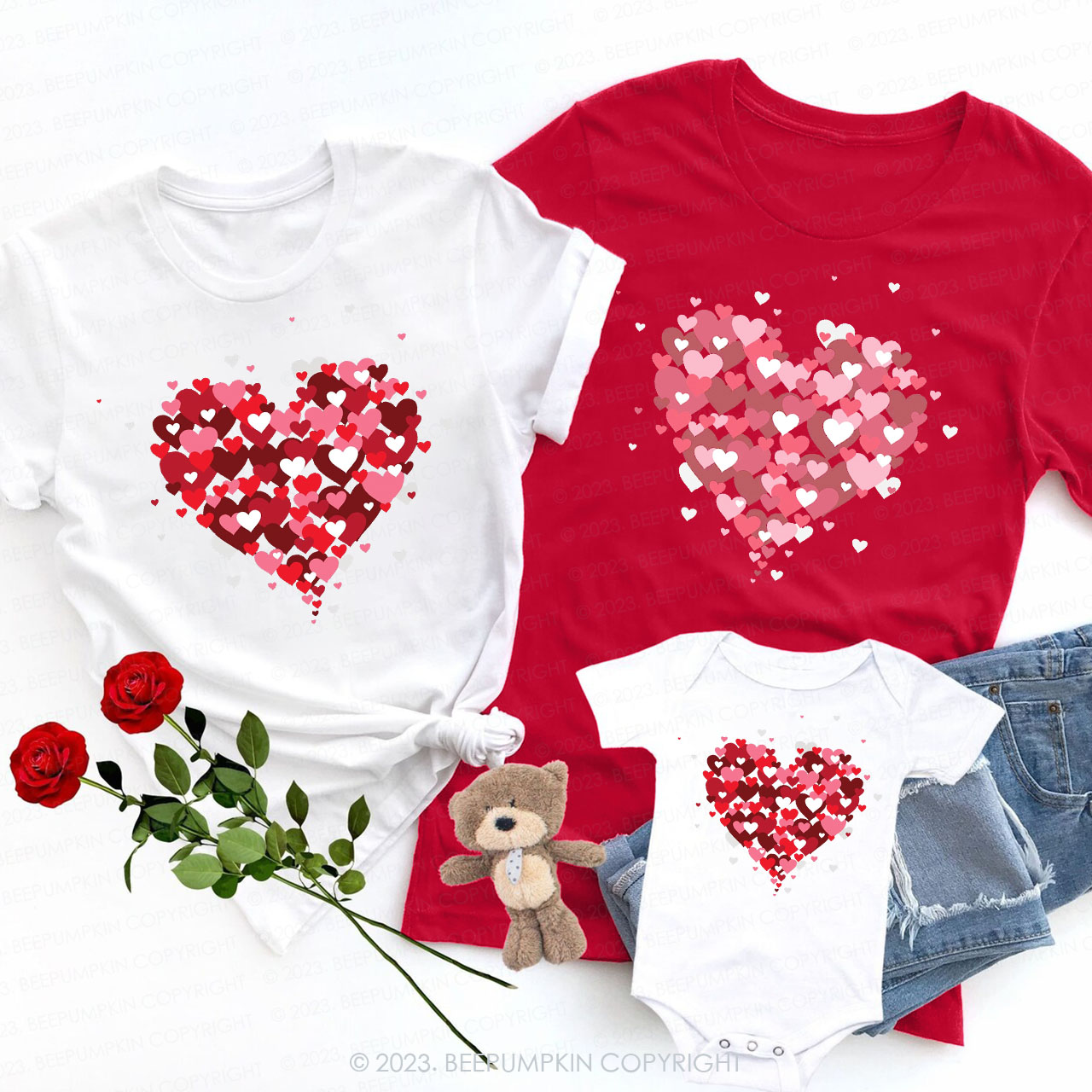 3D Heart Love Valentines Gift For Her Matching Shirts