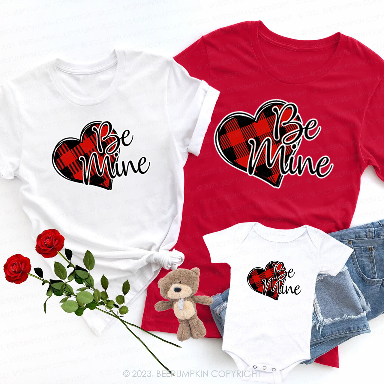 Checkerboard Be Mine Matching Valentine��s Shirts