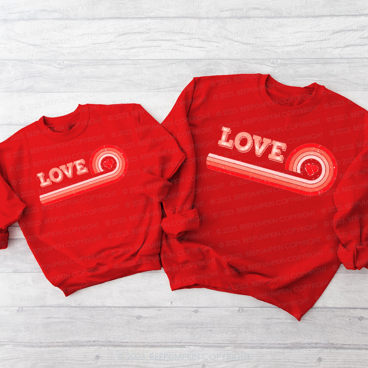 Retro Rainbow Matching Valentine��s Sweatshirt