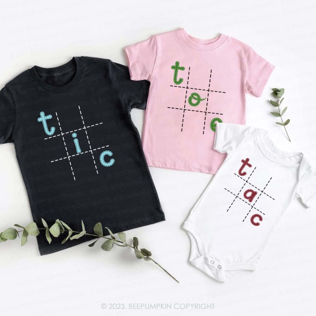 Tic Tac Toe Triplet Matching Tees For Daily