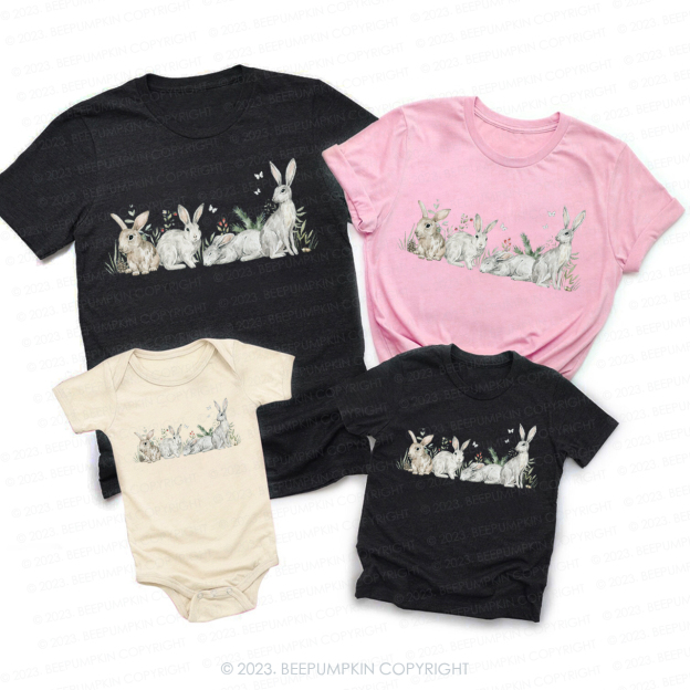 Watercolor Painting Bunny Matching Group Easter Shirts