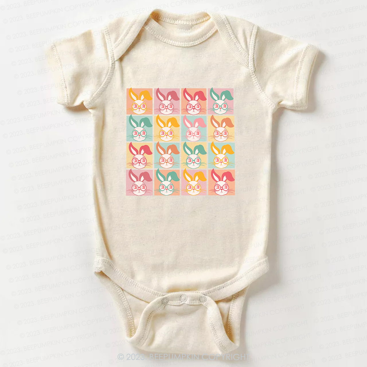 Checkered Bunny Kids Retro Bodysuit For Baby