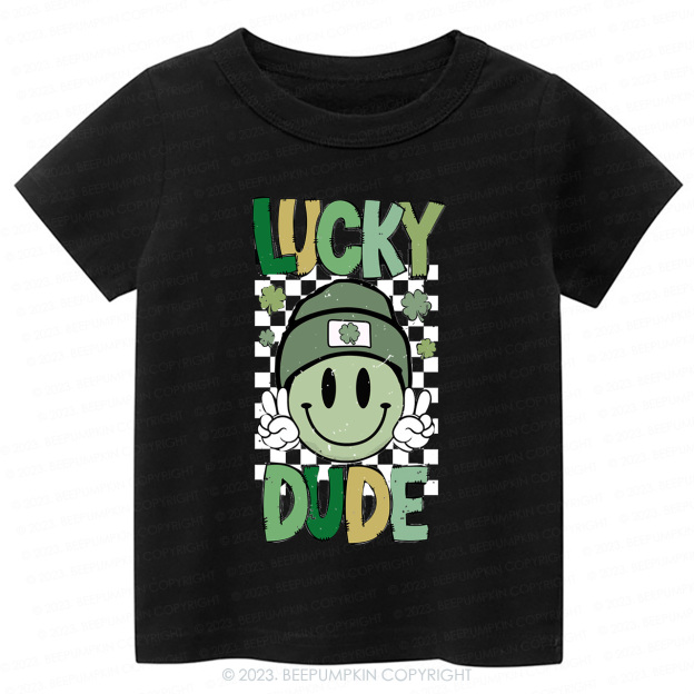 Retro Lucky Dude St.Patricks Day-Toddler&Kids Tees
