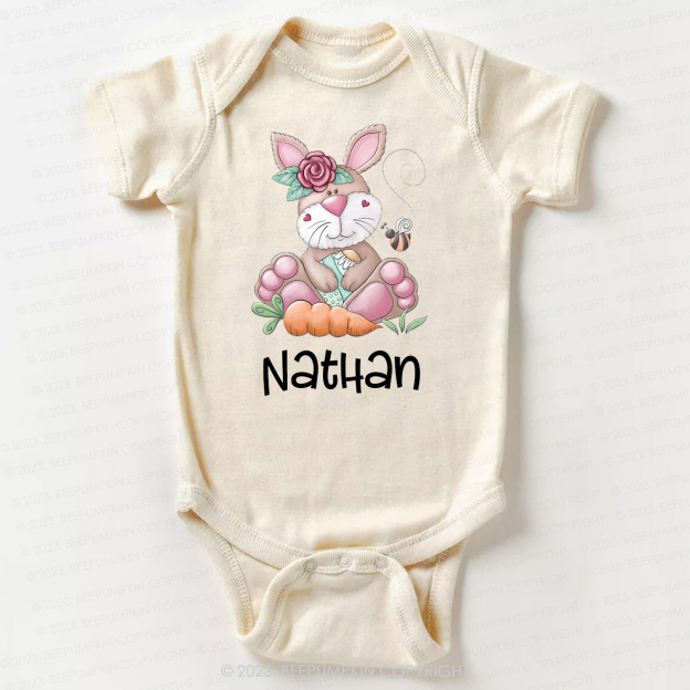 Personalized Spring Happy Bunny Easter Bodysuit For Baby