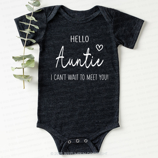Hello Auntie I Can't Wait To Meet You Bodysuit For Baby