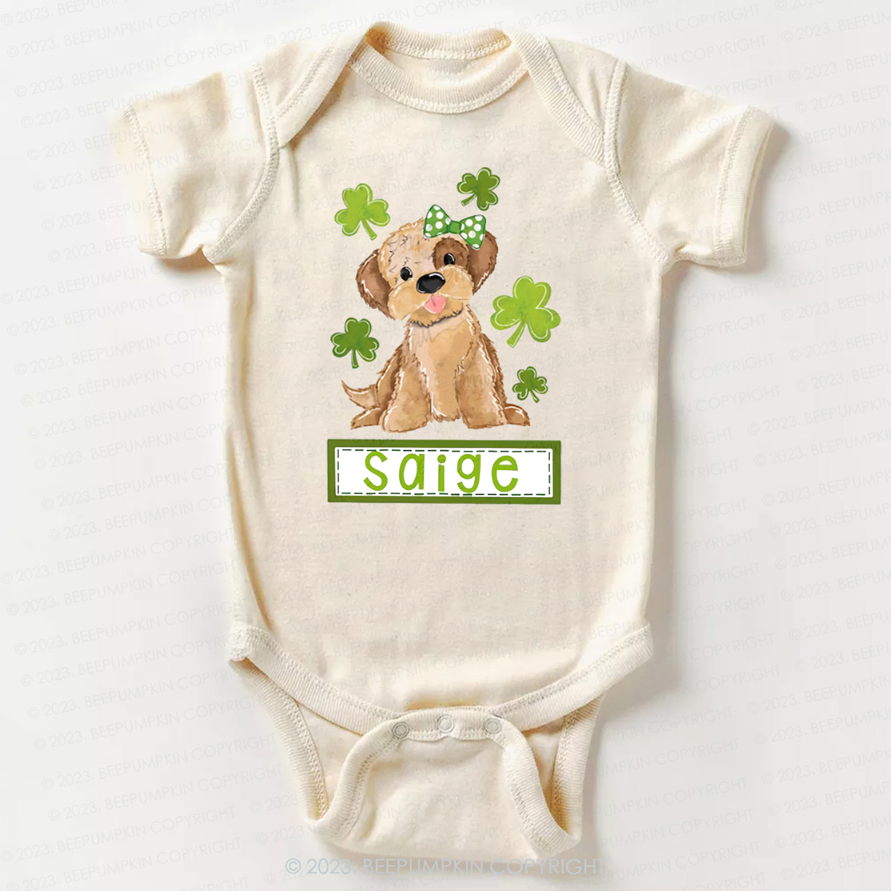 Polka Dot Bow Dog St.Patricks Day Bodysuit For Baby
