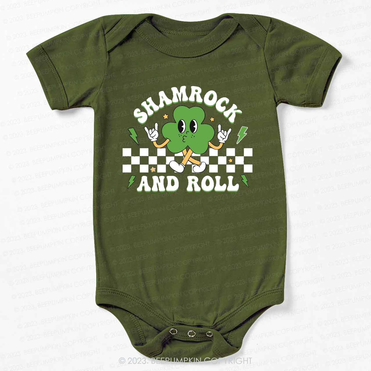 Shamrock And Roll St.Patricks Day Bodysuit For Baby