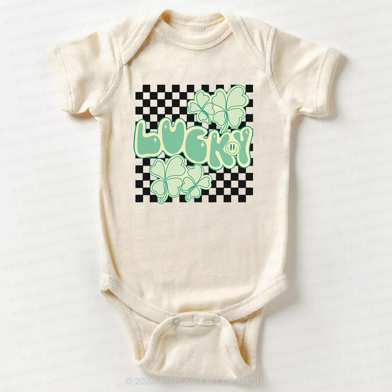 Retro Lucky Clover Leaf St.Patricks Day Bodysuit For Baby
