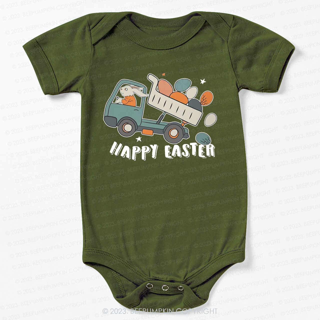 Easter Dumper Truck Construction Bodysuit For Baby
