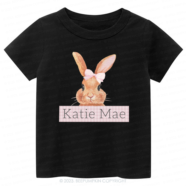 Pink Bunny Gingham Name -Toddler Tees