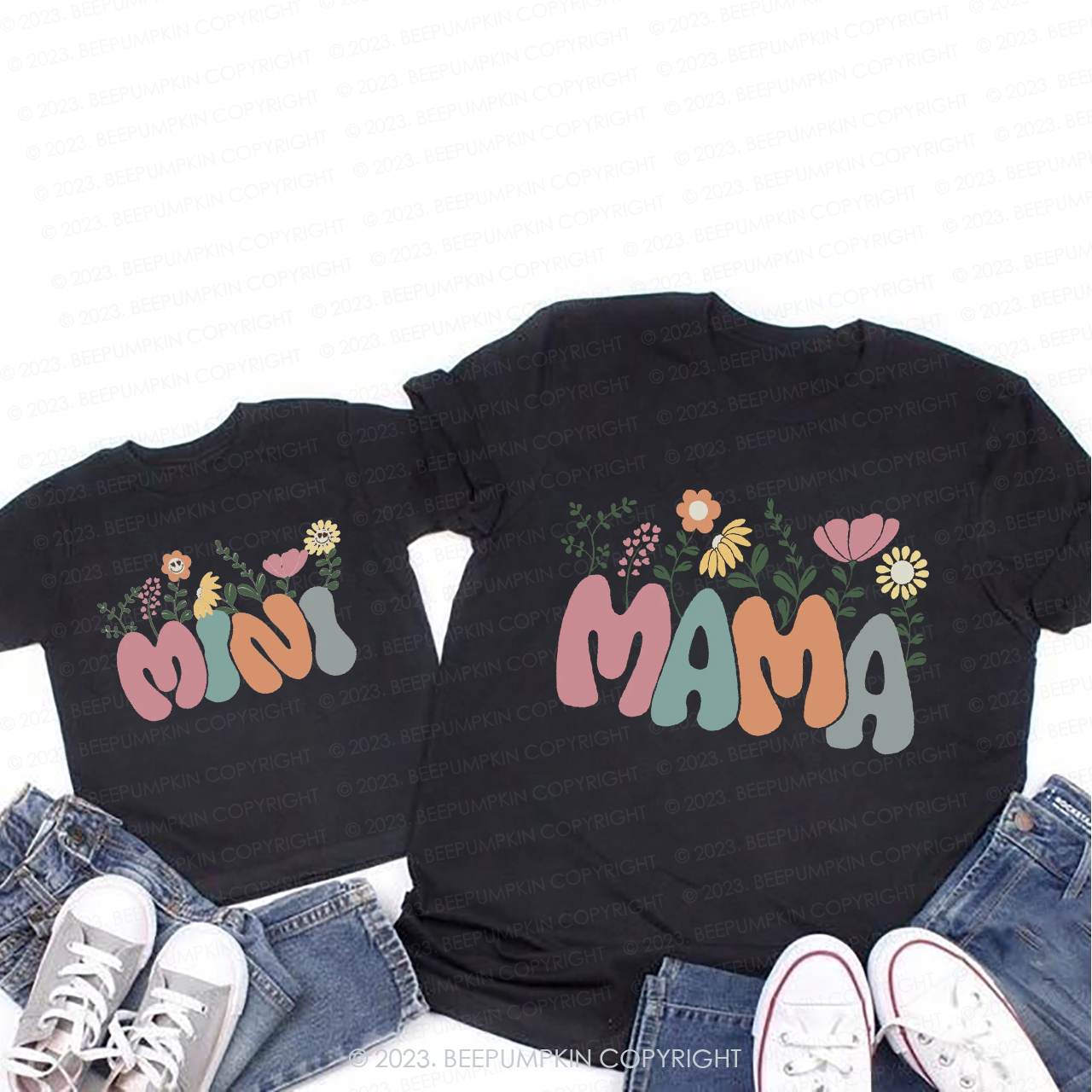 Colorful Flowers Mom&Me Matching Tees