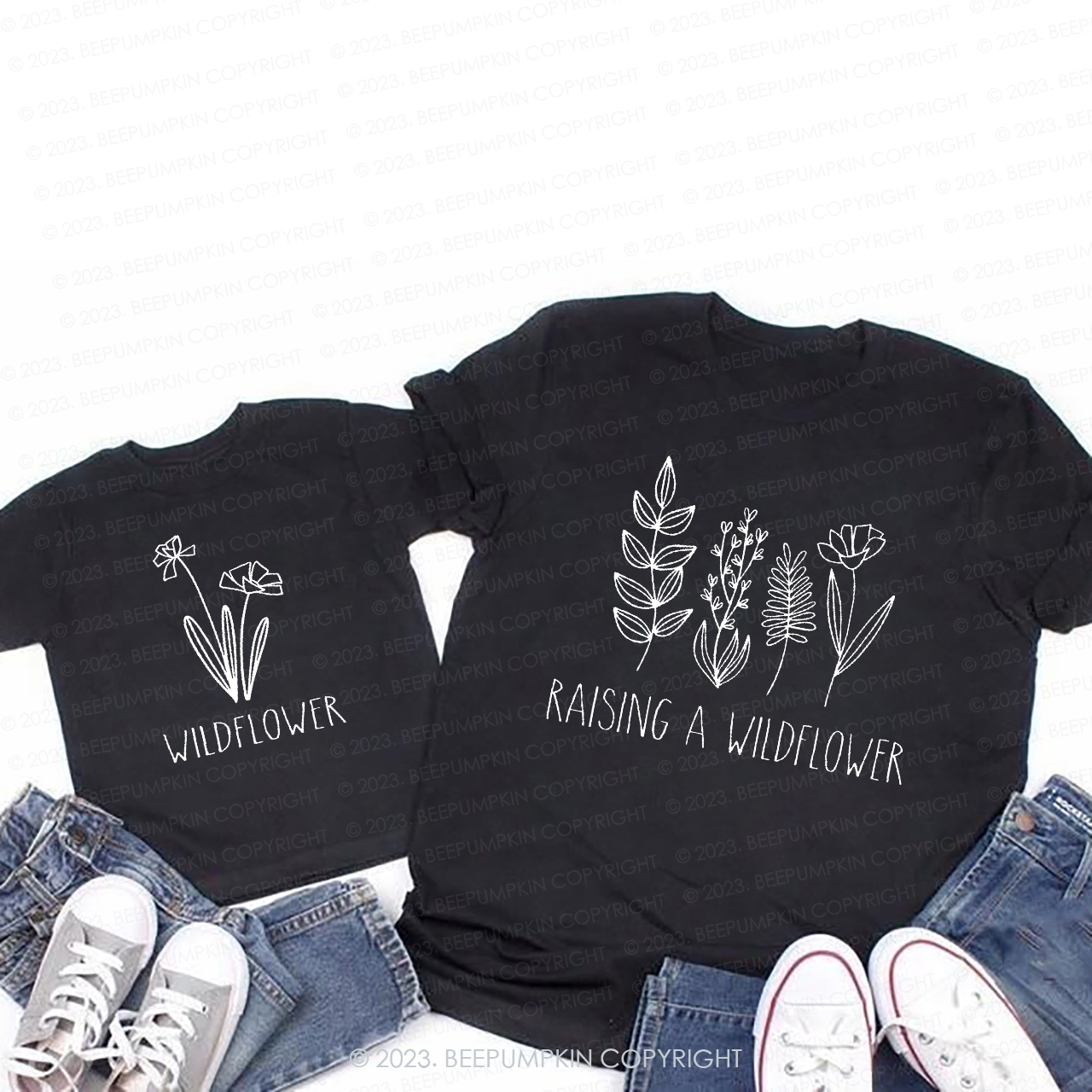 Raising A Wildflower and Wildflower Mama Mini Matching T-Shirt