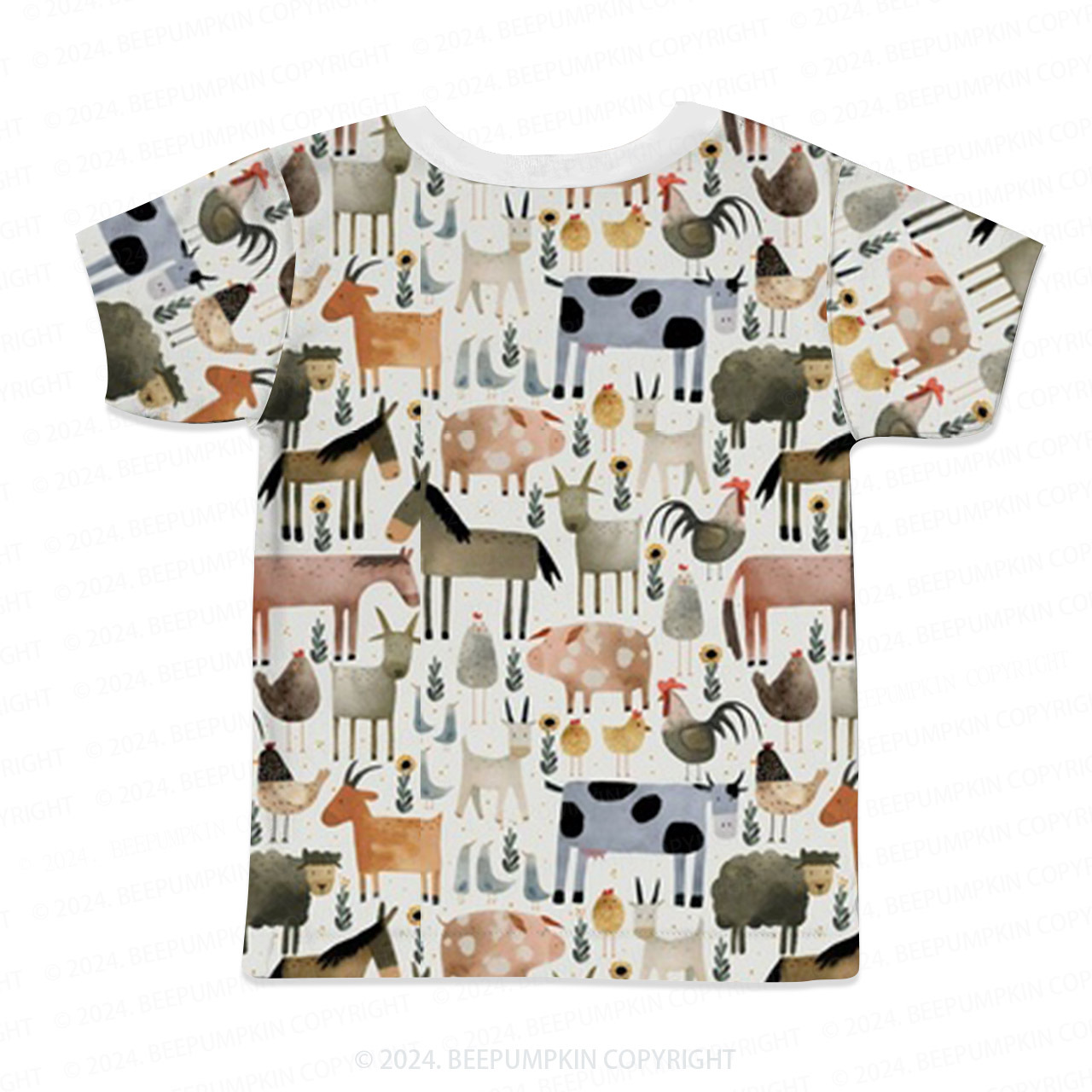 Cow Goat Pig Farm Animals All Over Print Kids Tees