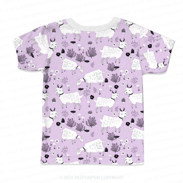 Goat And Purple Meadow All Over Print Kids Tees 