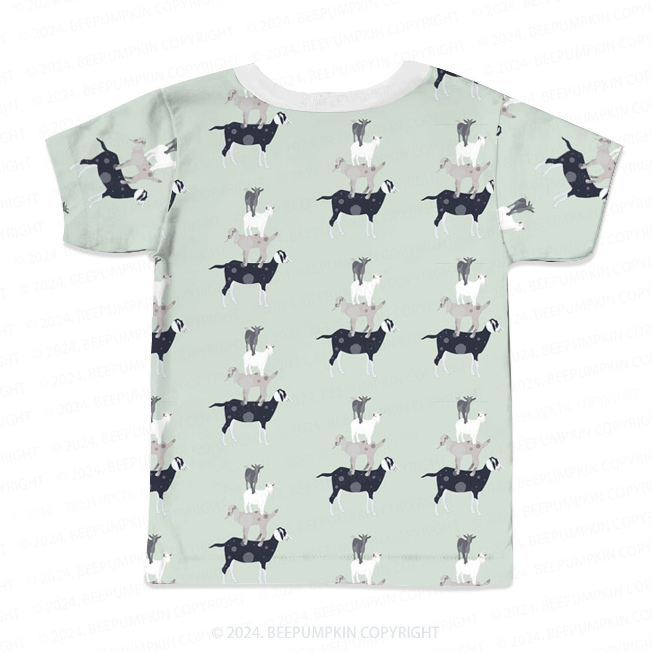 Stack Standing Goat All Over Print Kids Tees 