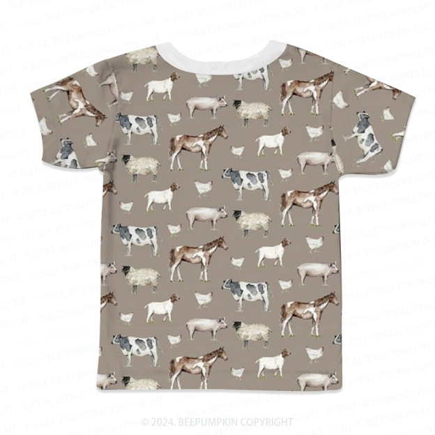 Horse Sheep Chicken All Over Print Kids Tees 