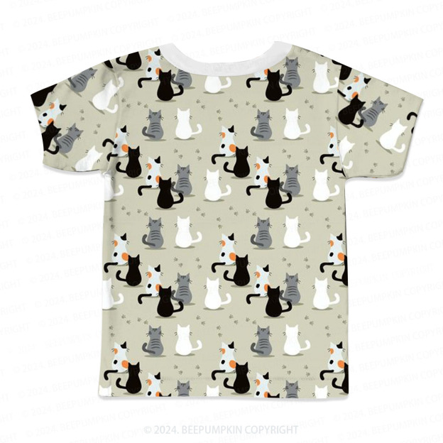 Cat's Back And Footprints  All Over Print Kids Tees