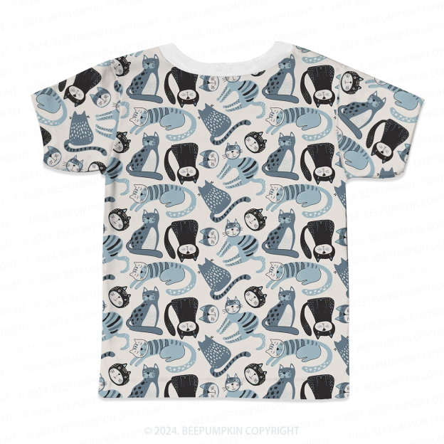 Abstract Art Cat All Over Print Kids Tees