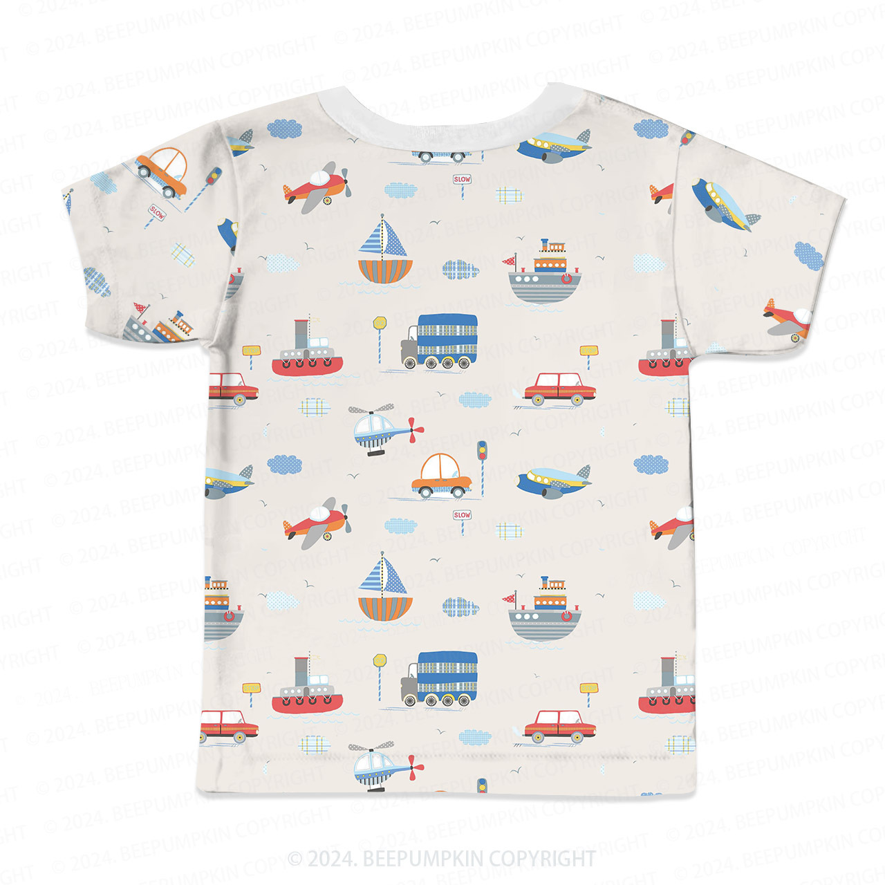 Ships Airplanes And Car All Over Print Kids Tees
