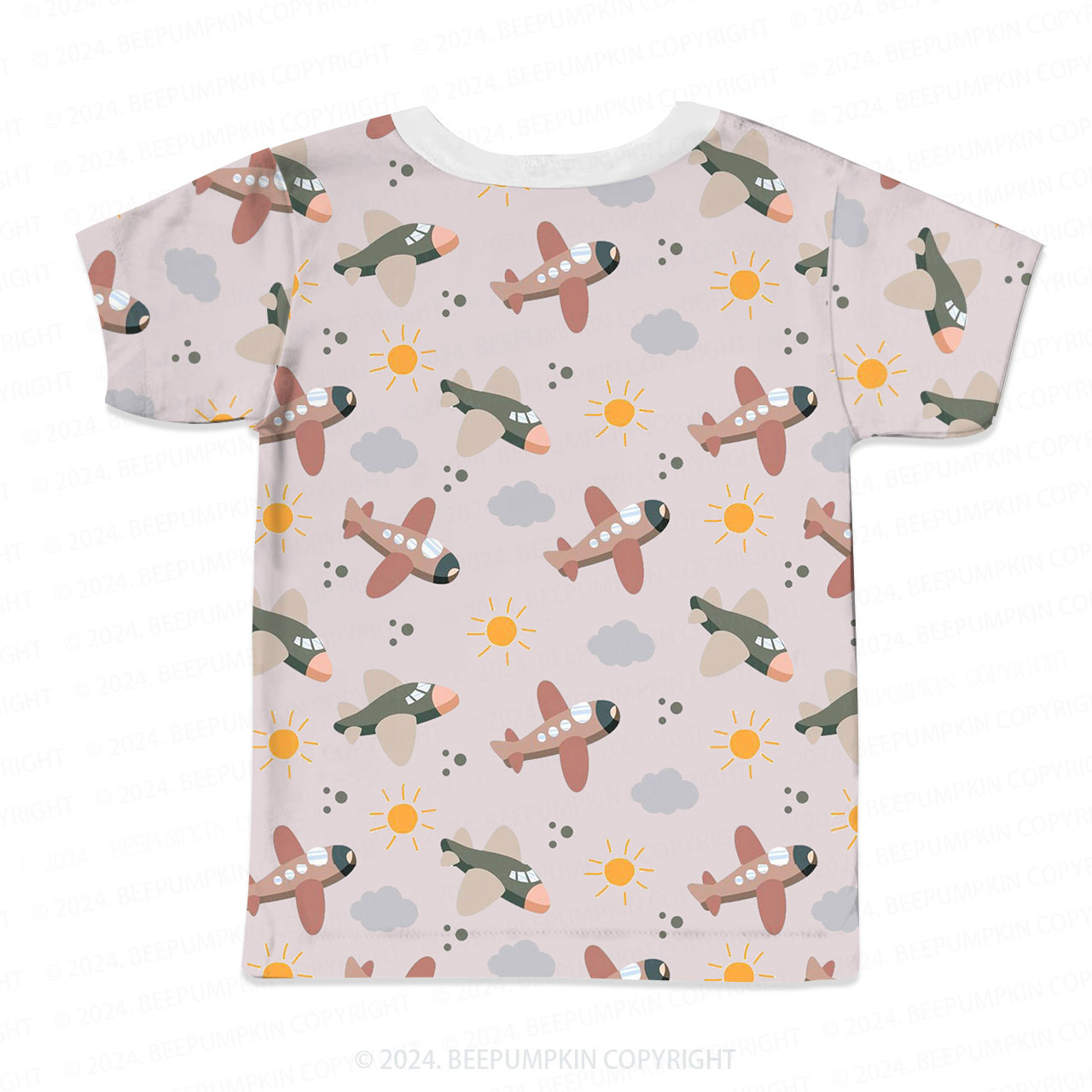 Sun Clouds Airplane All Over Print Kids Tees