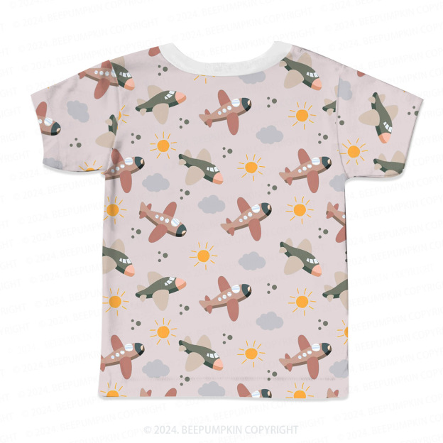 Sun Clouds Airplane All Over Print Kids Tees