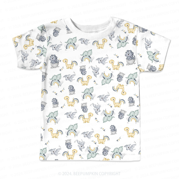 Newborn Baby Dinosaur All Over Print Kids Tees 