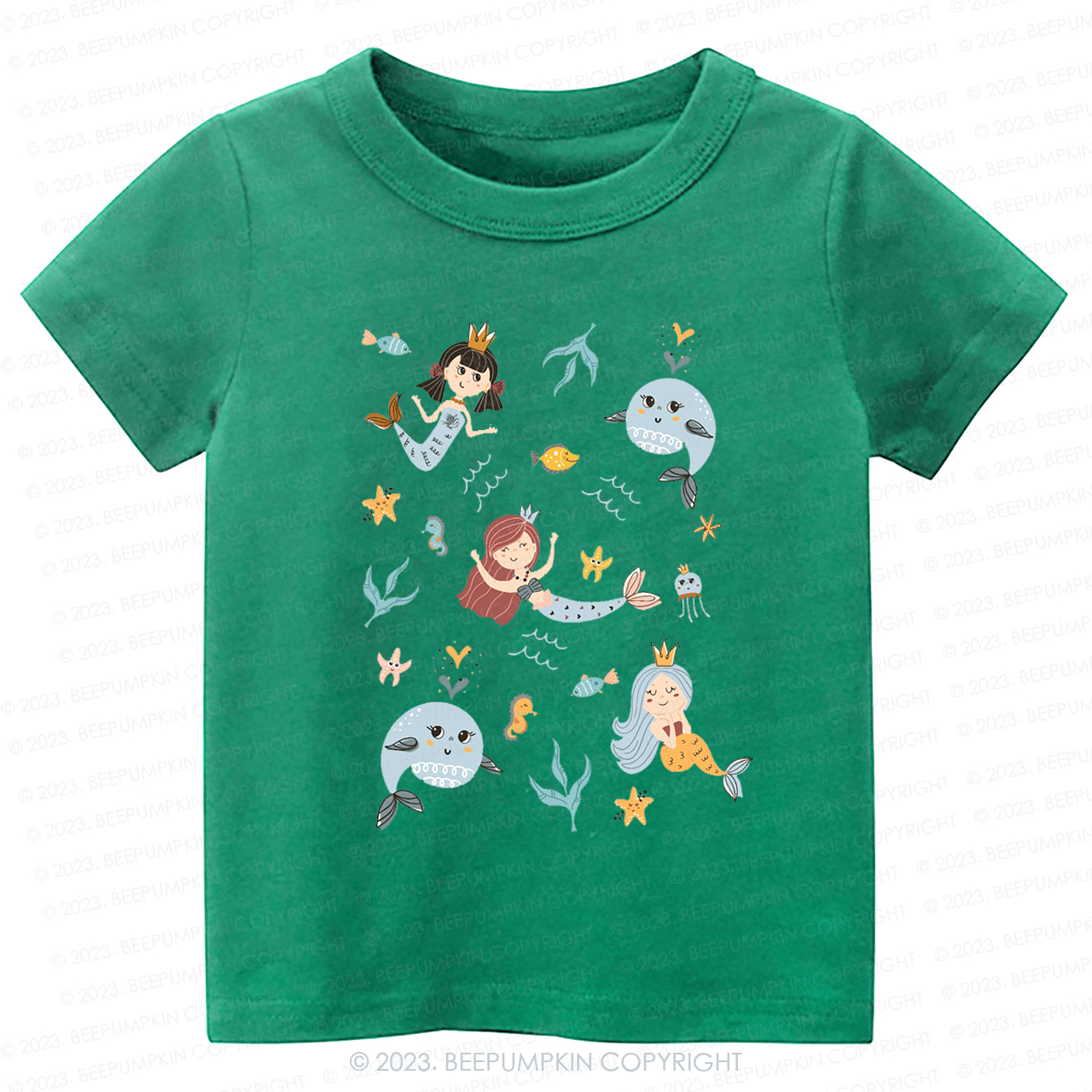 Cute Mermaid Girl Beach Kids Shirt