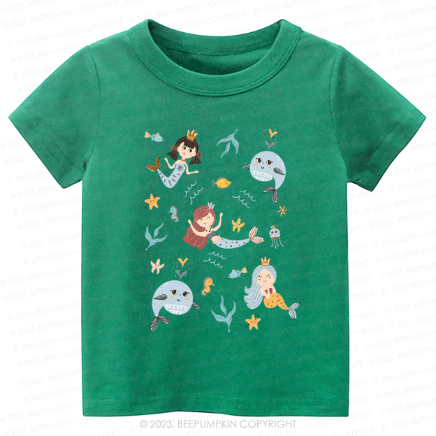 Cute Mermaid Girl Beach Kids Shirt