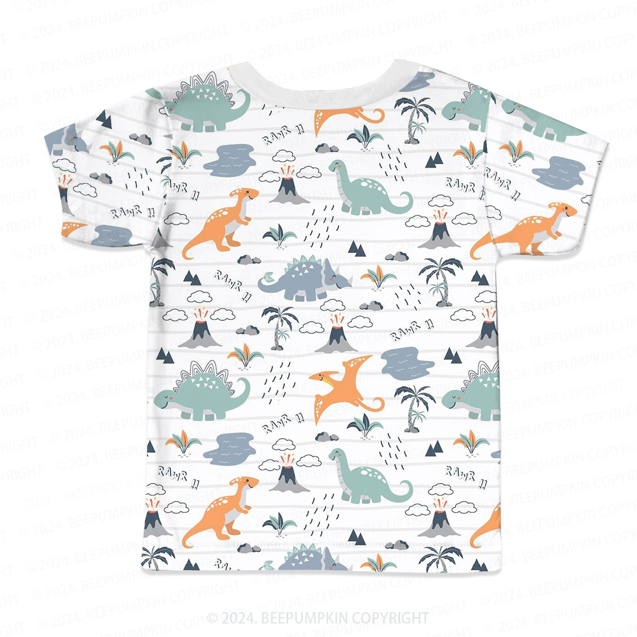 Rawr Dinosaurs Living In Nature All Over Print Kids Tees