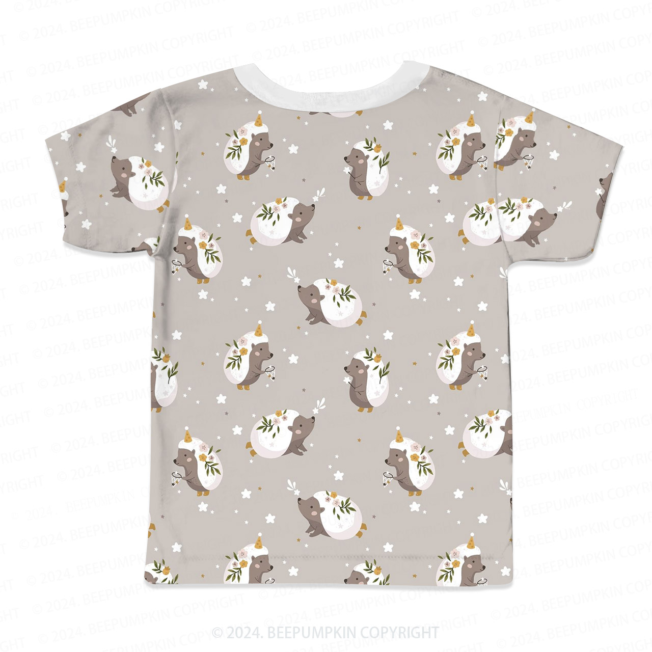 Floral Hedgehog All Over Print Kids Tees