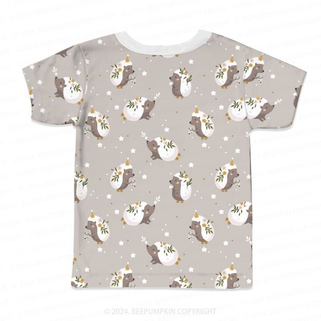 Floral Hedgehog All Over Print Kids Tees