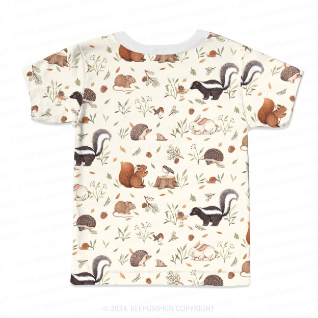 Forest Playful Animals All Over Print Kids Tees